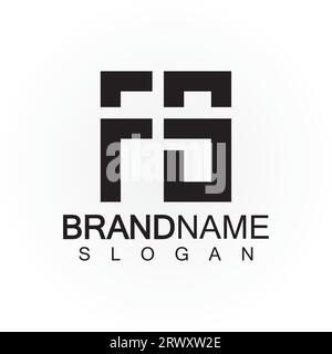 Alphabet letters monogram logo FS  elegant and Professional black color letter icon design Stock Vector