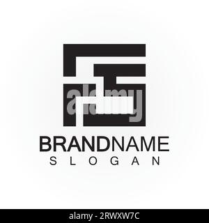 Alphabet letters monogram logo FS  elegant and Professional black color letter icon design Stock Vector