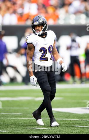 Baltimore Ravens safety Ar'Darius Washington (47) runs during an