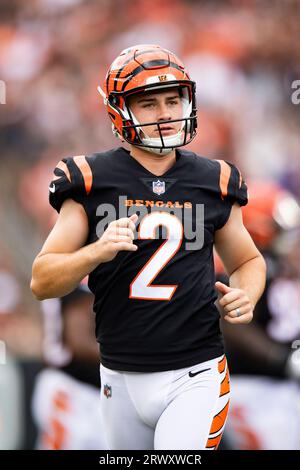 Cincinnati Bengals' Evan McPherson kicks a field goal during the second  half of an NFL football game against the Baltimore Ravens, Sunday, Oct. 9,  2022, in Baltimore. (AP Photo/Julio Cortez Stock Photo 