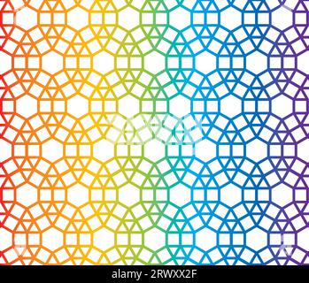 Seamless Pattern Rainbow Colors Arabic Style Network Decorative Ornament Stock Vector