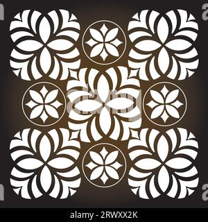 Flower Pattern Circle Oriental Symbol -Symmetry - Energy Black and White Stock Vector