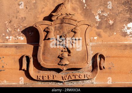Keep Watch coat of arms in St Michael's Church yard, Dumfries, Scotland Stock Photo