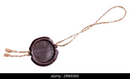 Wax seal with twine. Isolated on white Stock Photo