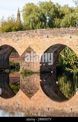 Devorgilla Bridge (or Old Bridge) is one of Scotland's oldest standing bridges. It spans the River Nith in Dumfries Stock Photo