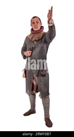Norman Knight 2nd half of the 11th centuries preached. Isolated on white Stock Photo