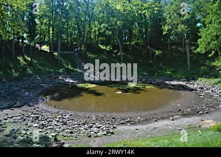 Kaali meteor crater valley. Saaremaa island. Estonia. Amazing mystical place. Stock Photo