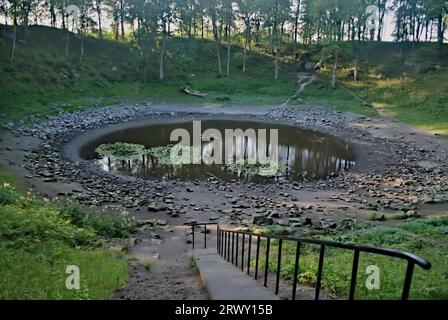 Kaali meteor crater valley. Saaremaa island. Estonia. Amazing mystical place. Stock Photo