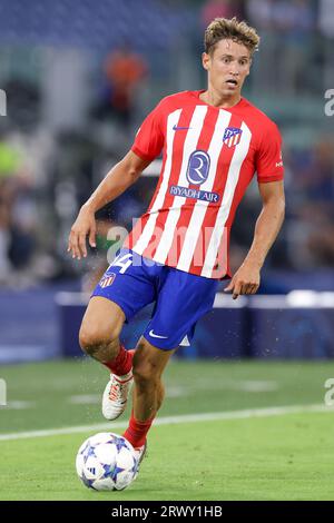 Atletico Madrid's Spanish midfielder Marcos Llorente controls the ball during the UEFA Champions League match SS Lazio vs Atletico Madrid at Olimpico Stadium on September 19, 2023, in Rome. Stock Photo