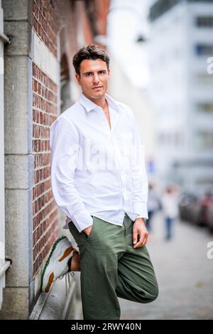 Brussels, Belgium. 20th Sep, 2023. Flemish socialist party Vooruit chairman Conner Rousseau poses for the photographer ahead of an interview session in Brussels, Wednesday 20 September 2023. BELGA PHOTO JASPER JACOBS Credit: Belga News Agency/Alamy Live News Stock Photo