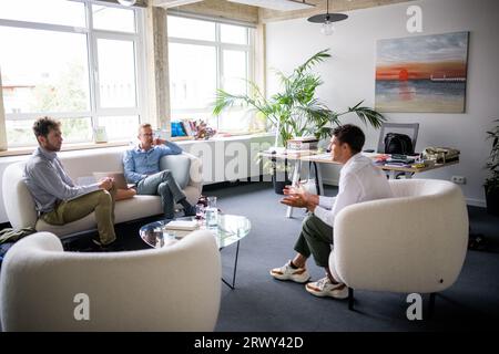 Brussels, Belgium. 20th Sep, 2023. Flemish socialist party Vooruit chairman Conner Rousseau pictured during an interview session in Brussels, Wednesday 20 September 2023. BELGA PHOTO JASPER JACOBS Credit: Belga News Agency/Alamy Live News Stock Photo