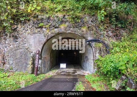 Takato shaft entrance of the Meiji government-run mine course at Sadokinzan Stock Photo