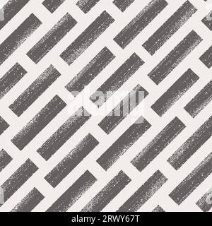 Diagonal bold strokes seamless vector pattern. Ink brush lines on white background. Stock Vector