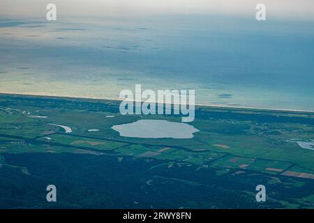 Beautiful marshland scenery of Sarobetsu plain seen from the sky and Pankenuma swamp Stock Photo