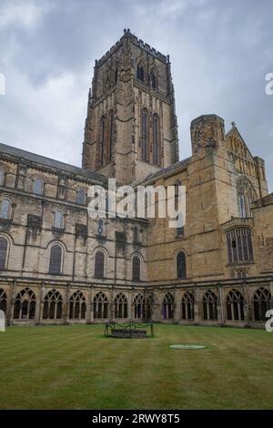 Durham, UK - 12 July, 2023: Cloisters and interior lawn of Durham Cathdral, England Stock Photo