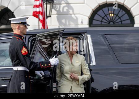 Washington, United States. 21st Sep, 2023. Olena Zelenska, with her husband Ukrainian President Volodymyr Zelensky arrive at the White House in Washington, DC on Thursday, September 21, 2023. Photo by Tasos Katopodis/UPI Credit: UPI/Alamy Live News Stock Photo