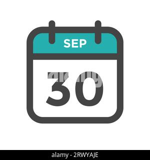 September 30 Calendar Day or Calender Date for Deadline and Appointment Stock Vector