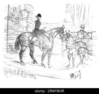 Horsewoman and Cart  print by Henri de Toulouse–Lautrec. Original from The Art Institute of Chicago. Stock Photo
