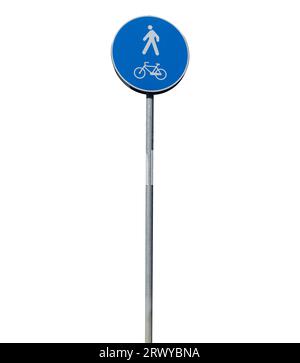 the  cycle and pedestrian path road sign on a transparent background Stock Photo