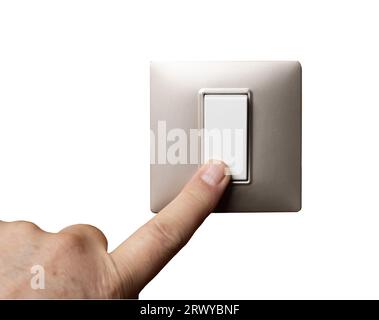 the gesture of turning on the light on a transparent surface Stock Photo