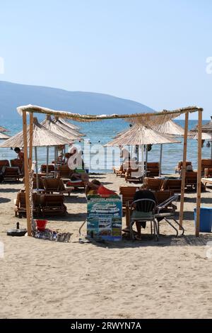 Vlore, Albania, Saturday 26 August 2023 exploring public beaches hunting for sunset beautiful places to swim lungomare riviera high quality big size Stock Photo