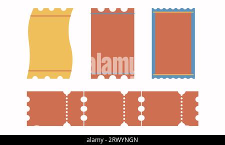 Set of retro coupons, tickets.Simple flat stickers Stock Vector