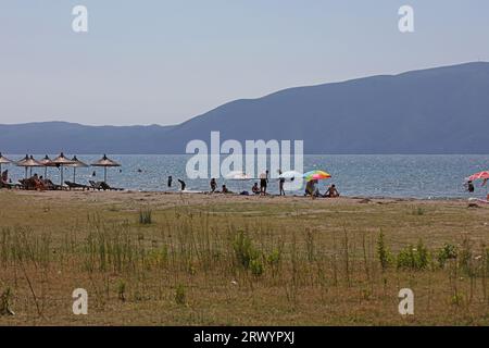 Vlore, Albania, Saturday 26 August 2023 exploring public beaches hunting for sunset beautiful places to swim lungomare riviera high quality big size Stock Photo