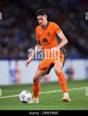 Alessandro Bastoni of FC Internazionale in action during the UEFA Champions League match between Real Sociedad and FC Internazionale at Reale Arena on Stock Photo