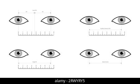 Pupillary distance measurement template Eye frame glasses fashion accessory medical illustration ...