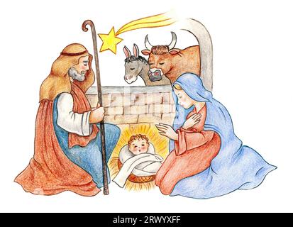 Nativity Scene Holy Family One Line Drawing Stock Vector by ©agnieszka  219587434