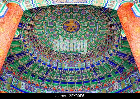 Architectural Structure of the Caisson in the Imperial Dome of Beijing Temple of Heaven Park Stock Photo