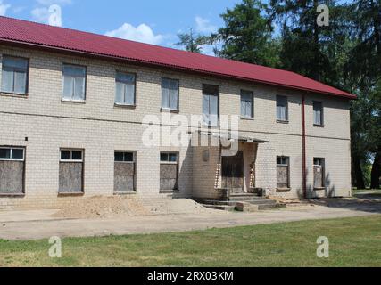 Khrushchevka Soviet era apartment building in Inciems, Latvia Stock Photo