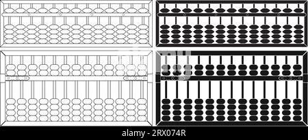Layered editable vector illustration of ancient Chinese traditional mathematical calculation tool, abacus. Stock Vector
