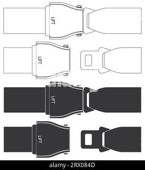Layered editable vector illustration of seat belt on aircraft. Stock Vector