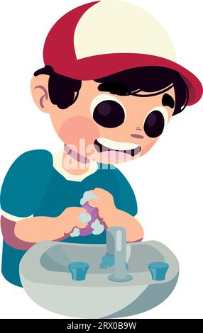 kid washing hands in washroom Stock Vector Image & Art - Alamy