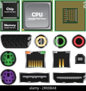 Layered vector illustration of Computer Elements. Stock Vector