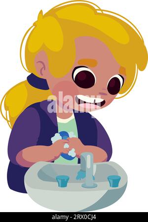 kid washing hands hygiene routine Stock Vector Image & Art - Alamy