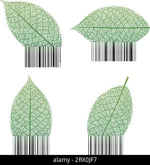 Layered vector illustration of Leaf Barcode. Stock Vector