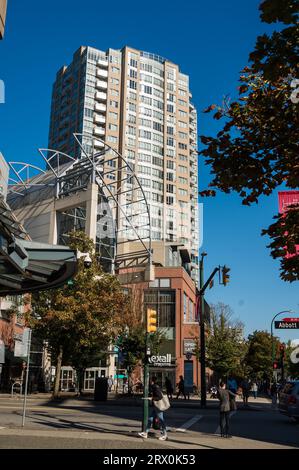 Modern condominium towers in and around the historic Vancouver Chinatown neighbourhood, near East Vancouver. Stock Photo