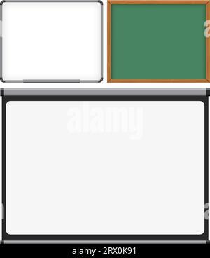 Layered vector illustration of Mark Board, Chalk Board and Projector Screen. Stock Vector