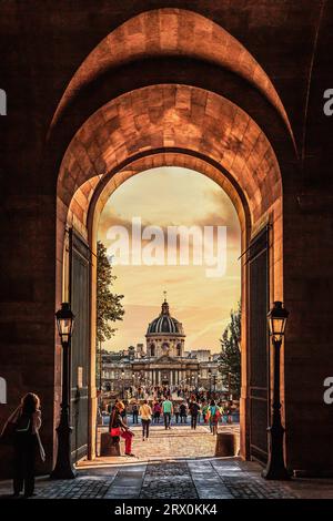 FRANCE. PARIS (75) 1ST DISTRICT. THE INSTITUT DE FRANCE AND THE PONT DES ARTS FROM THE LOUVRE MUSEUM Stock Photo