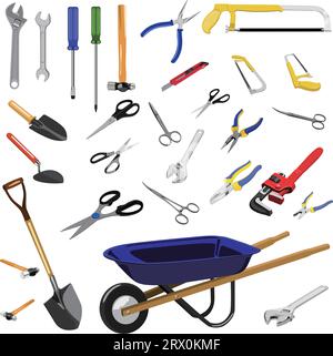 Vector illustration of various Tools. Stock Vector