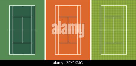 Layered vector illustration of three different kinds of Tennis Court. Stock Vector