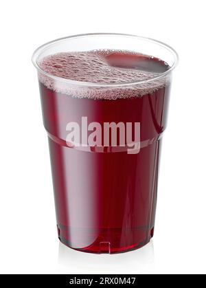 plastic glass of red grape juice isolated on white background Stock Photo