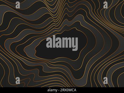 Black and golden liquid refracted waves abstract luxury background. Vector design Stock Vector