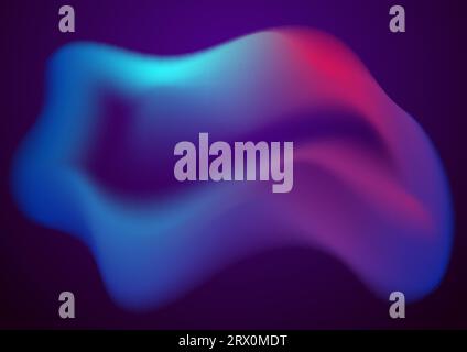 Abstract blue and purple neon liquid wavy shape futuristic background. Glowing fluid waves vector design Stock Vector