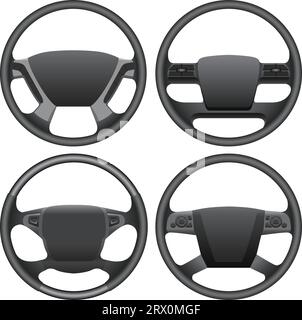 Layered editable vector illustration collection pattern of truck steering wheels. Stock Vector