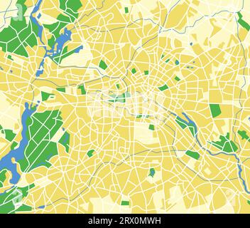 Layered vector illustration map of Berlin. Stock Vector