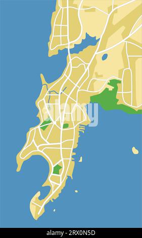 Layered vector illustration map of Mumbai. Stock Vector