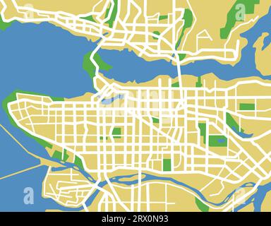 Layered vector illustration map of Vancouver. Stock Vector